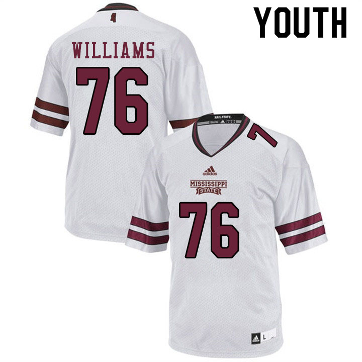 Youth #76 Kieran Williams Mississippi State Bulldogs College Football Jerseys Sale-White - Click Image to Close